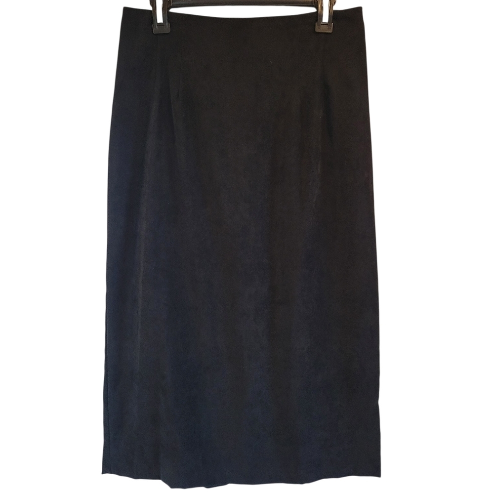 Vintage Briggs Black Suede-like Midi Skirt